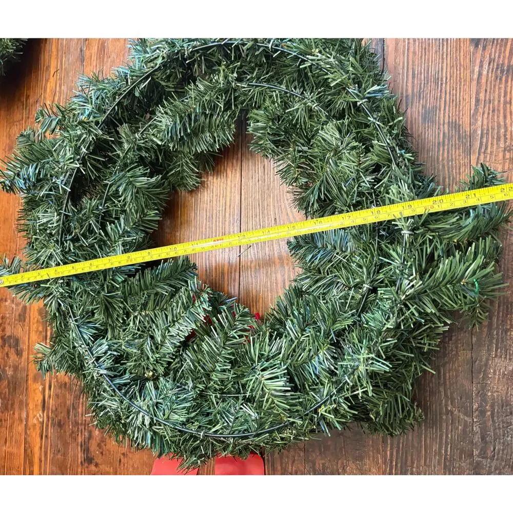 Lot of 3 Red Velvet Bow Christmas Wreaths - Wire Backs - Appx 20”d when fluffed